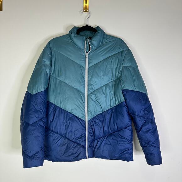 Chubbies Mens Blue Colorblock Wanders Club Full Zip Puffer Coat Size Medium - Picture 1 of 5